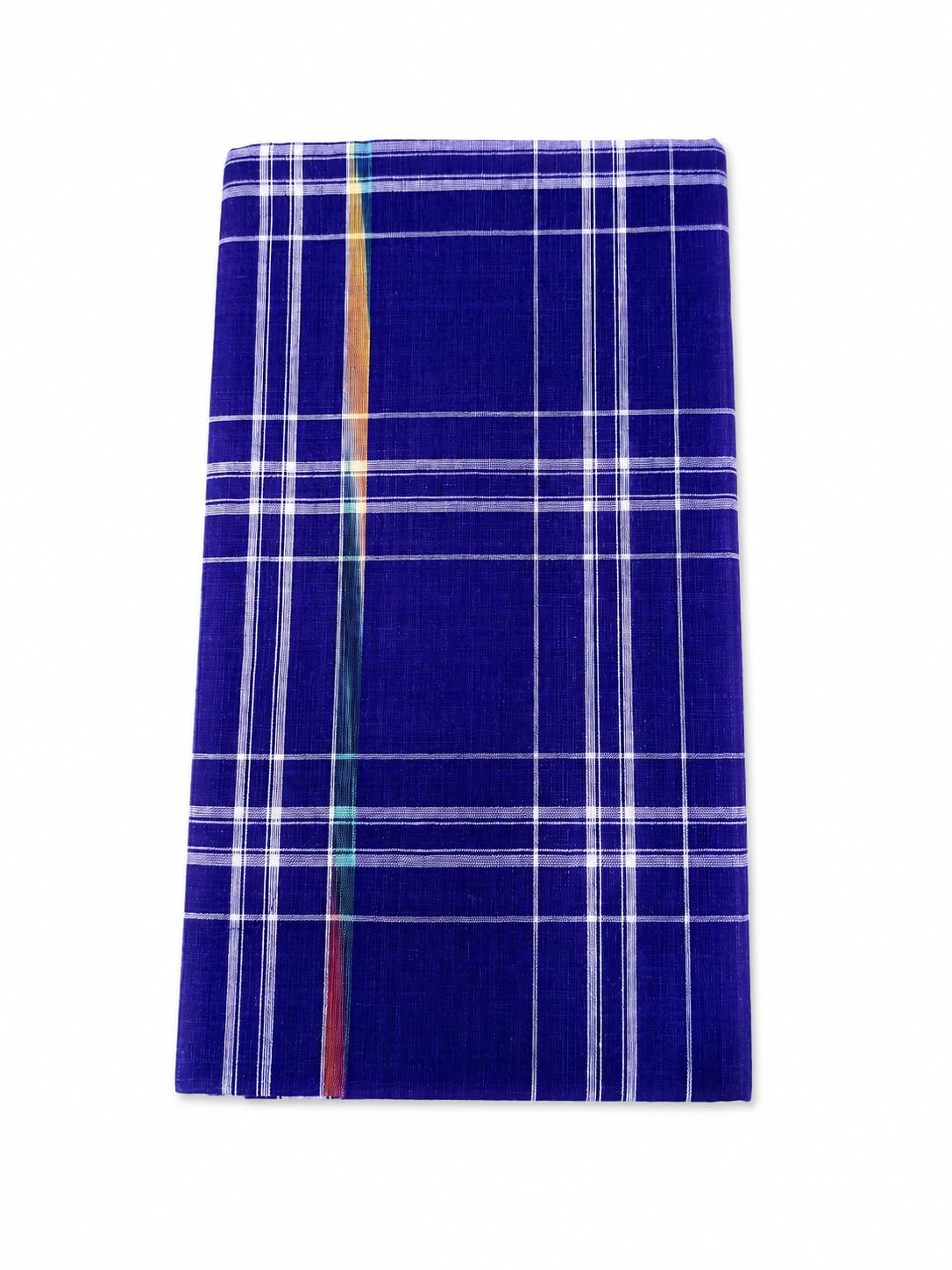 Cotton Sambalpuri Lungi Blue Checked with Multicolour Stripe 2.5 m-picture-48