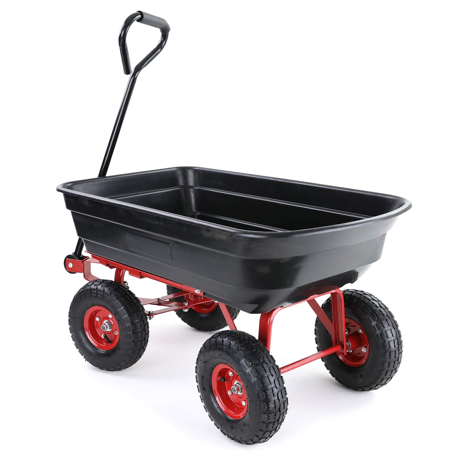 Transportwagen Gartenwagen Schubkarre Handwagen Kippfunktion 250 kg Schwarz Rot