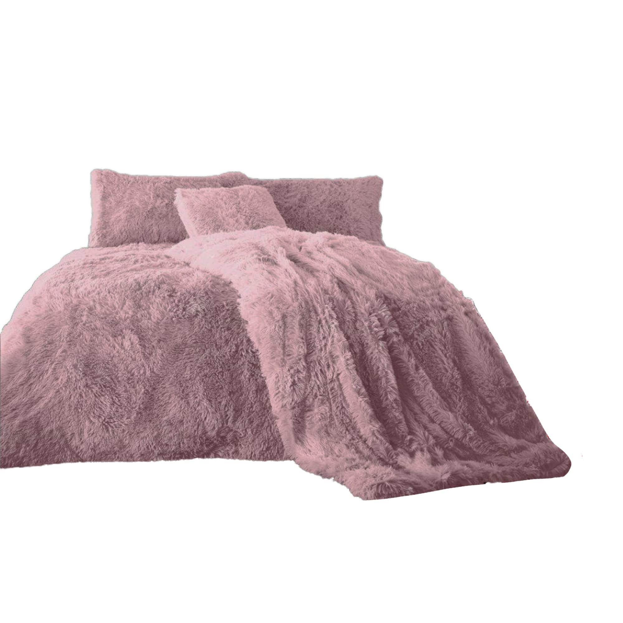 EXQUIZIT HOME Teddy Cuddles Fleece Duvet Quilt Cover Bedding Set With Matching Pillowcase Warm and Cosy Hug & Snug Blush Bedding Set King 230cm x 220cm Approximately.