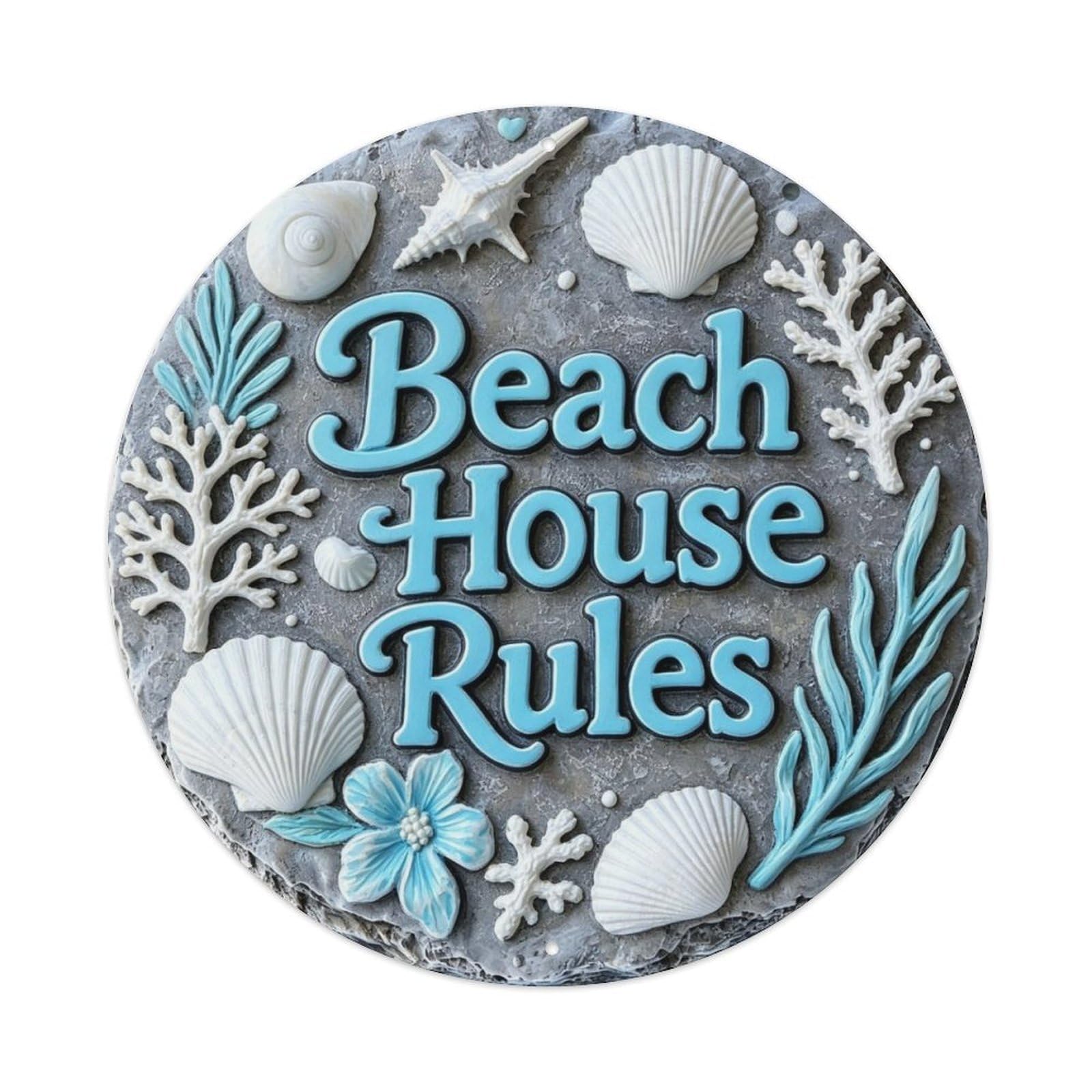 Beach House Rules Metal Tin Sign Plaque