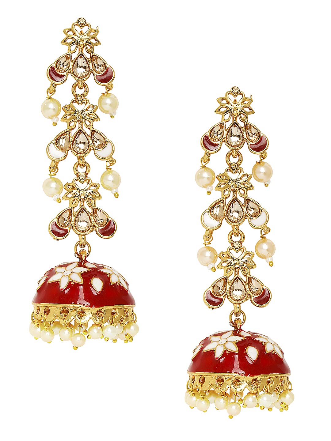 OOMPH Jewellery Maroon Red Meenakari Enamel Floral Long Jhumka Earrings for Women & Girls (B09GK8FJR1) Amazon Price History, Amazon Price Tracker