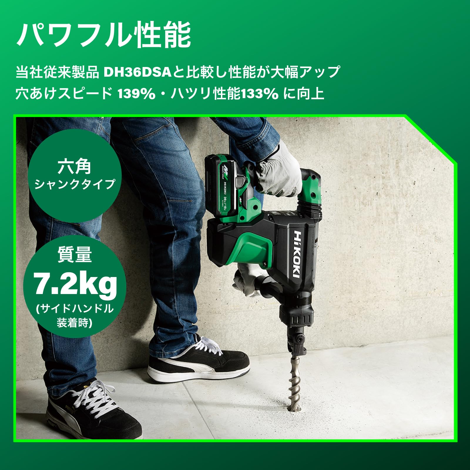 Amazon | HiKOKI(ハイコーキ) 36V ハンマドリル DH3640DB バッテリー