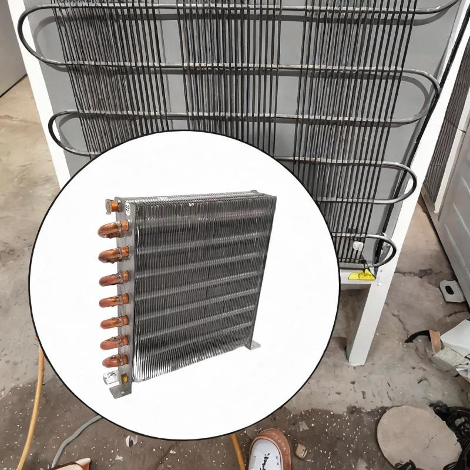 MagiDeal Échangeur de Chaleur à condensateur pour réfrigérateur sans Coque, Facile à Installer, Tube en cuivre à ailettes en Aluminium, radiateur de, 195x210mm