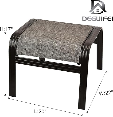 Miniatura 3 de Reposapiés otomano para patio, para exteriores, de aluminio, para sillas pequeñas, juego de 2 unidades, color marrón