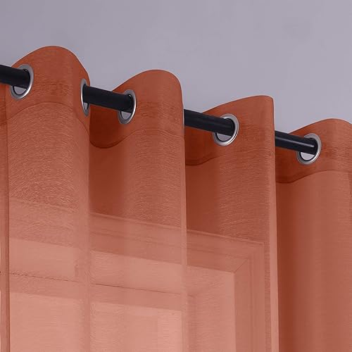 Miniatura 3 de KOUFALL - Cortinas translúcidas de imitación lino con ojales (2 paneles)