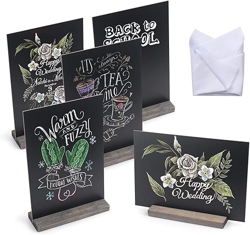 MAZYPO Juego de 6 mini letreros de pizarra con soporte, letrero de pizarra de madera vintage para mesa, 6 x 9 pulgadas, letrero de menú de comida,
