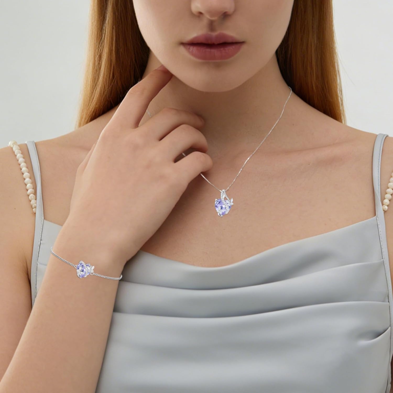 Butterfly Bracelet for Women Sterling Silver Heart Jewelry Birthstone Charm Link Bracelet - Image 3