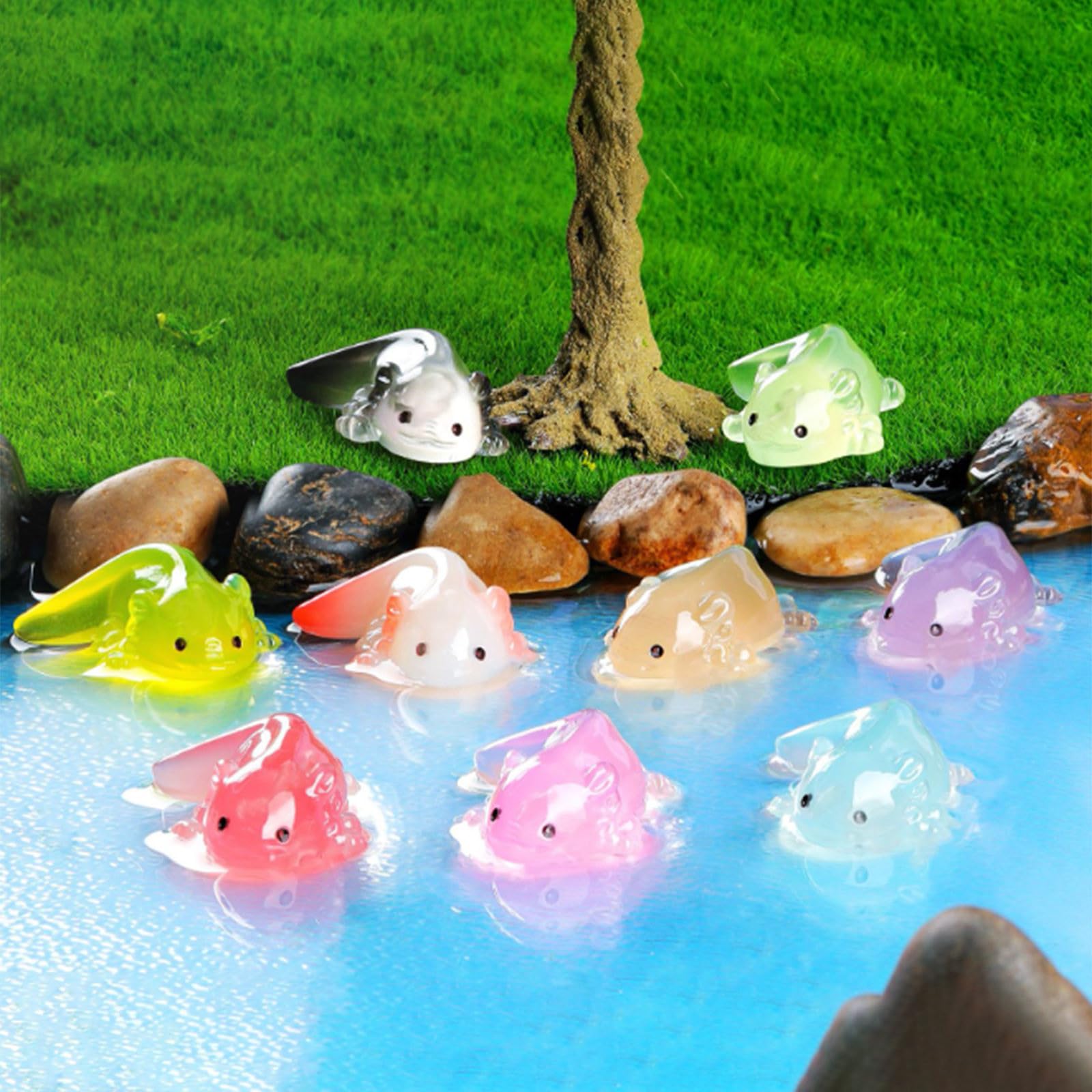 - Juego de figuras de animales de resina para manualidades, decoración de casa de muñecas, adorno de acuario (D, 1,5 x 3 cm)