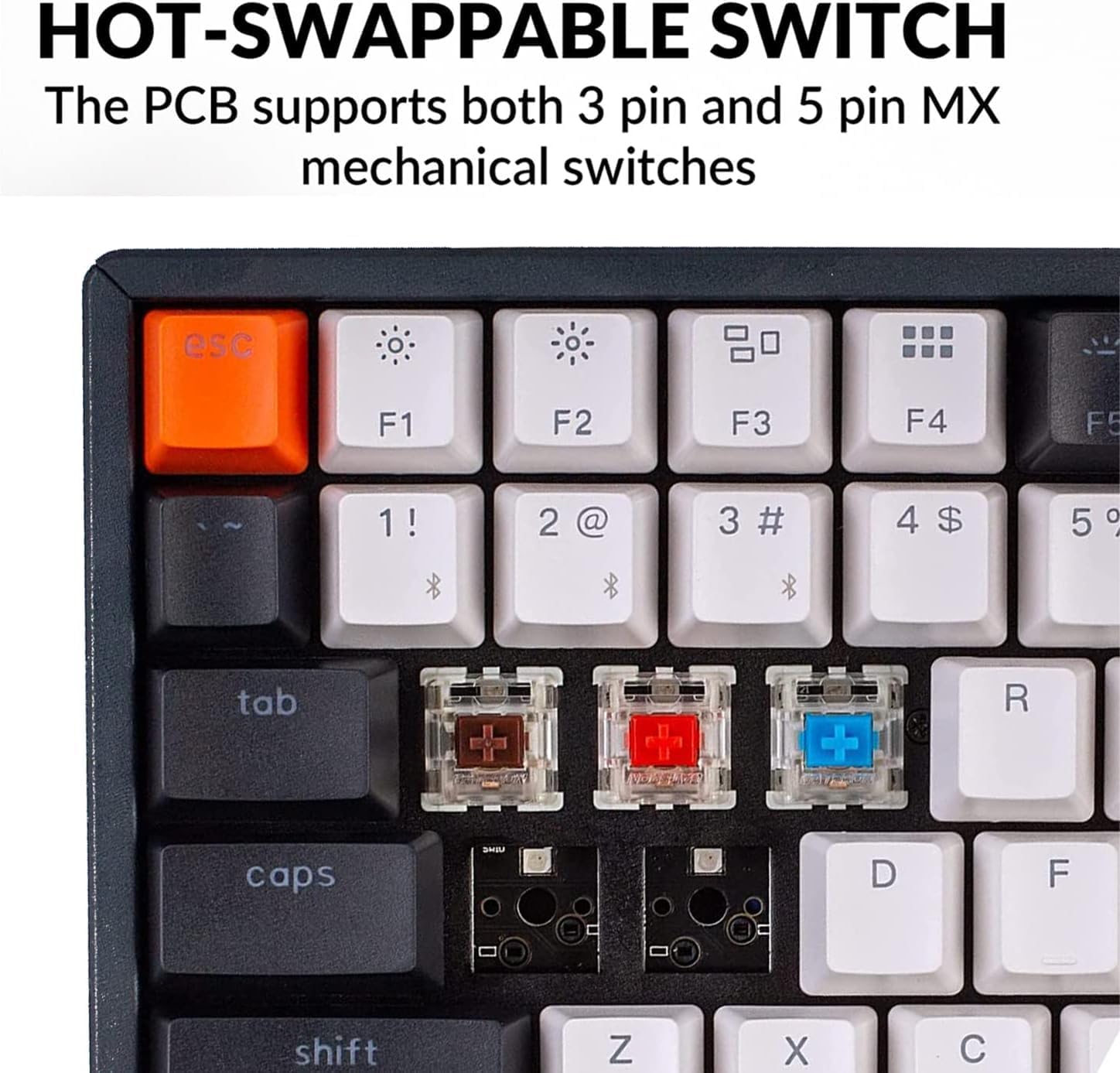 Keychron K2 75% Layout 84 Keys Hot-swappable Bluetooth Wireless/USB Wired Mechanical Keyboard with Super Brown Switch/Double-Shot Keycaps/RGB Backlight/Aluminum Frame for Mac Windows Version 2