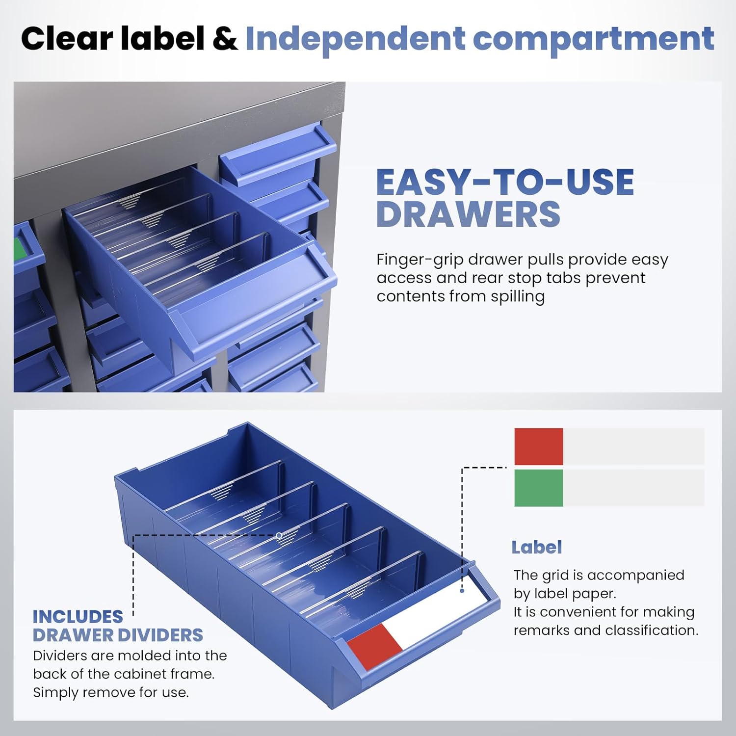 40 Drawer Alloy Steel Nut and Bolt Organizer, ABS Material Parts Cabinet, 21" L×9" W×25" H Nuts and Bolts Organizers and Storage, Bolt Bins Organizers for Shop Garage Workshop