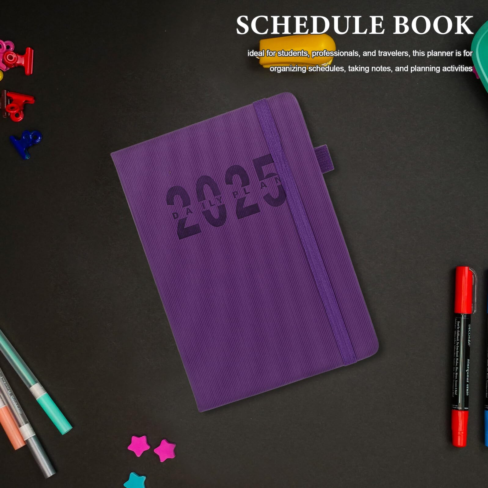 Alipis Agenda Mensile e Settimanale Quaderno Appuntamenti con Cinturino Portapenne Realizzato in Pelle Pu e Carta Resistente Design Elegante per Studenti e Lavoratori