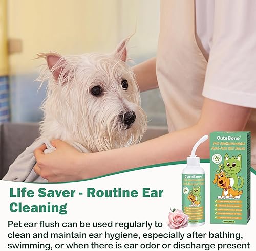 Miniatura 4 de CuteBone Limpiador de orejas antipicazón para perros  Limpia y elimina el olor a cera, desodoriza, alivia la inflamación de los oídos para mascotas