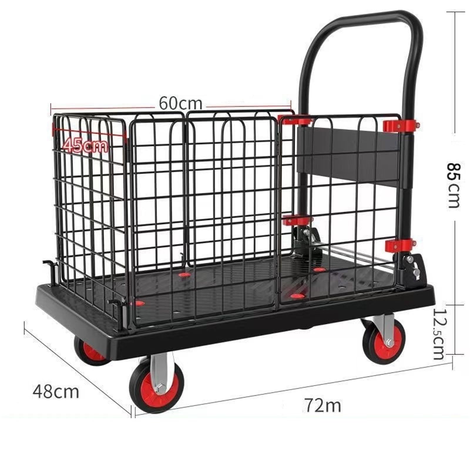 Vielseitiger faltbarer Mehrzweckwagen mit Seiten für Lager, ideal für Camping, Materialtransport, schwerer Transporter, effizienter Sto Solut, einfache Manövrierbarkeit