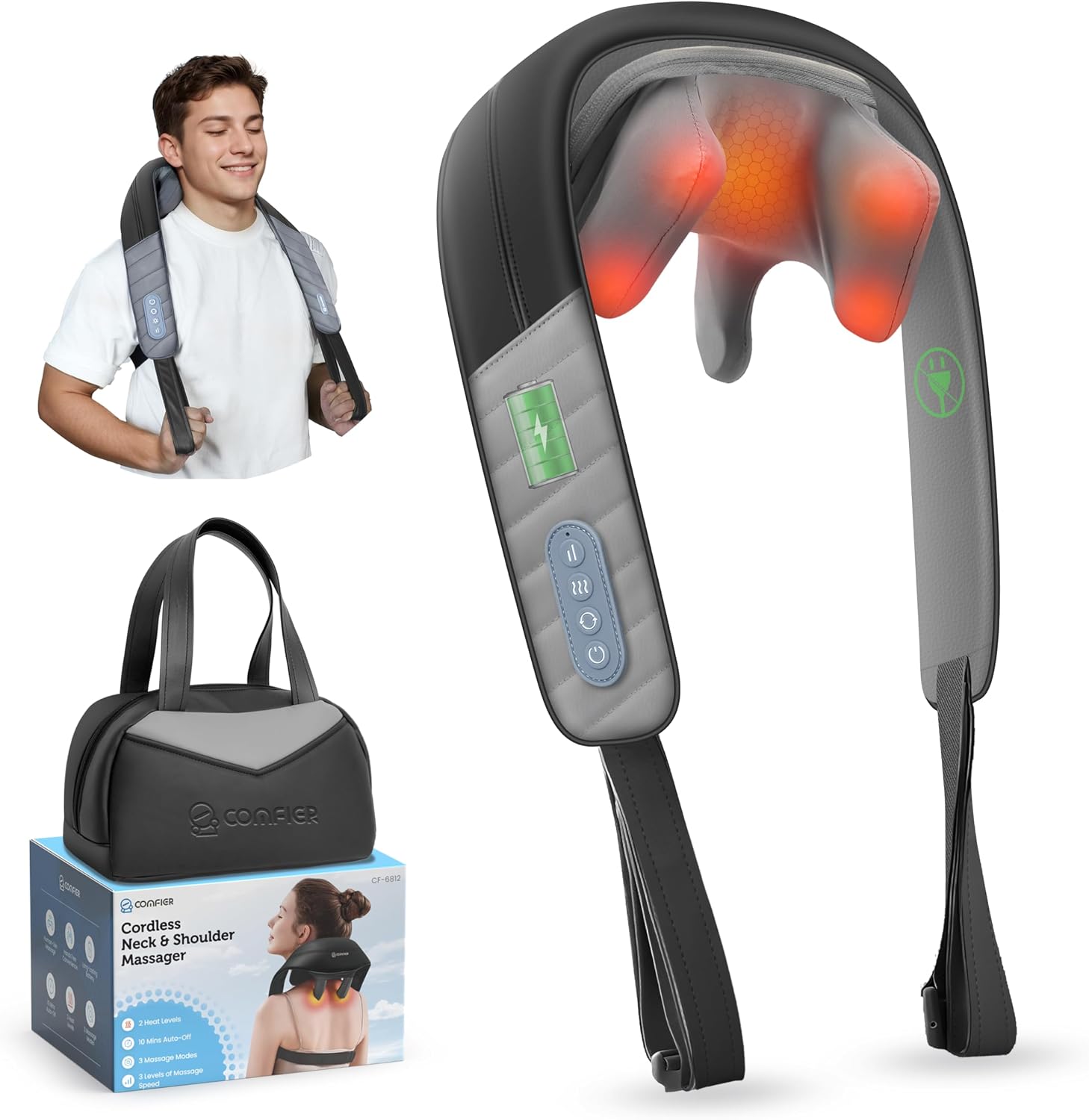 Massaggiatore Ginocchio Wireless: Compressione Ad Aria E Calore (40-60°C) - Allevia Il Dolore E Riscalda Le Articolazioni - Ricaricabile Type-C - 2