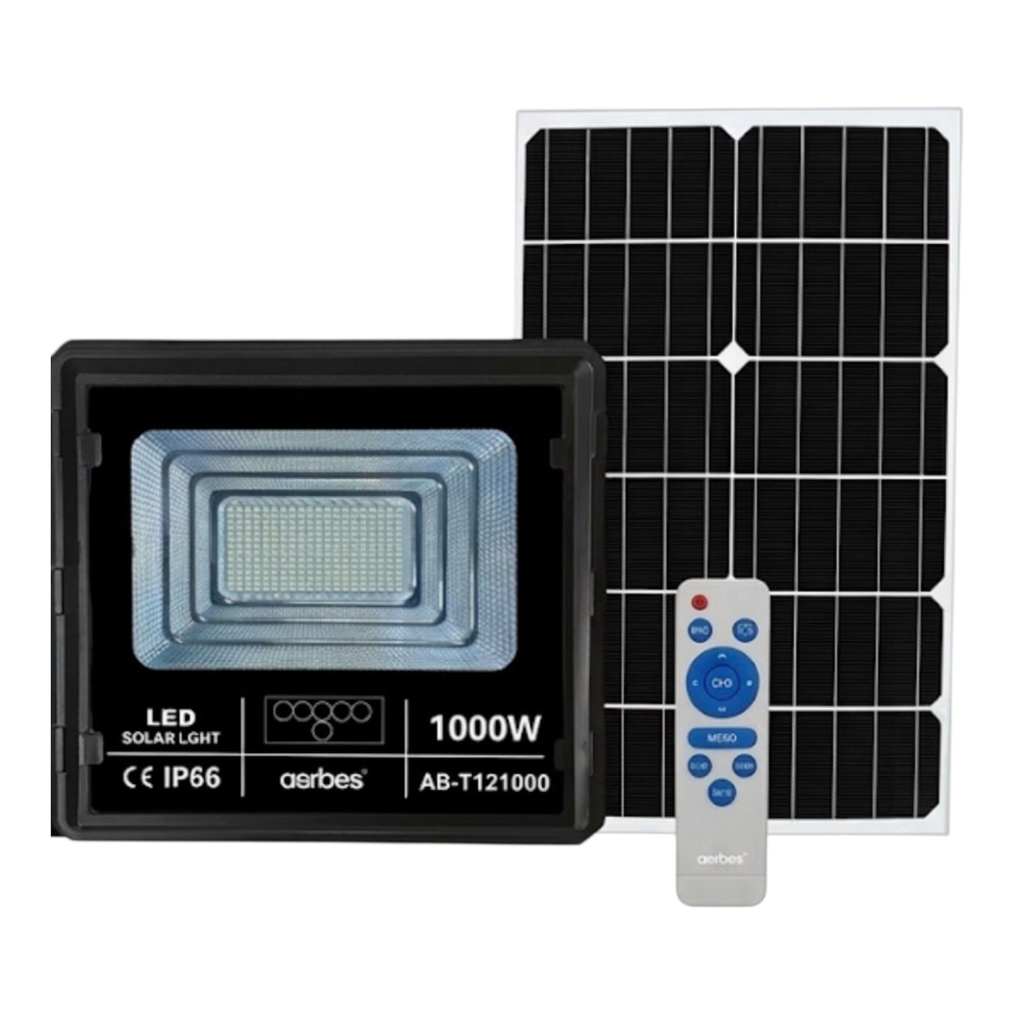 Generico LED Solare 1000W da Esterno, 7500K Luce Bianca Fredda, Alta Luminosità con Pannello Solare e Telecomando, Impermeabile IP66, Sensore Crepuscolare per Giardino