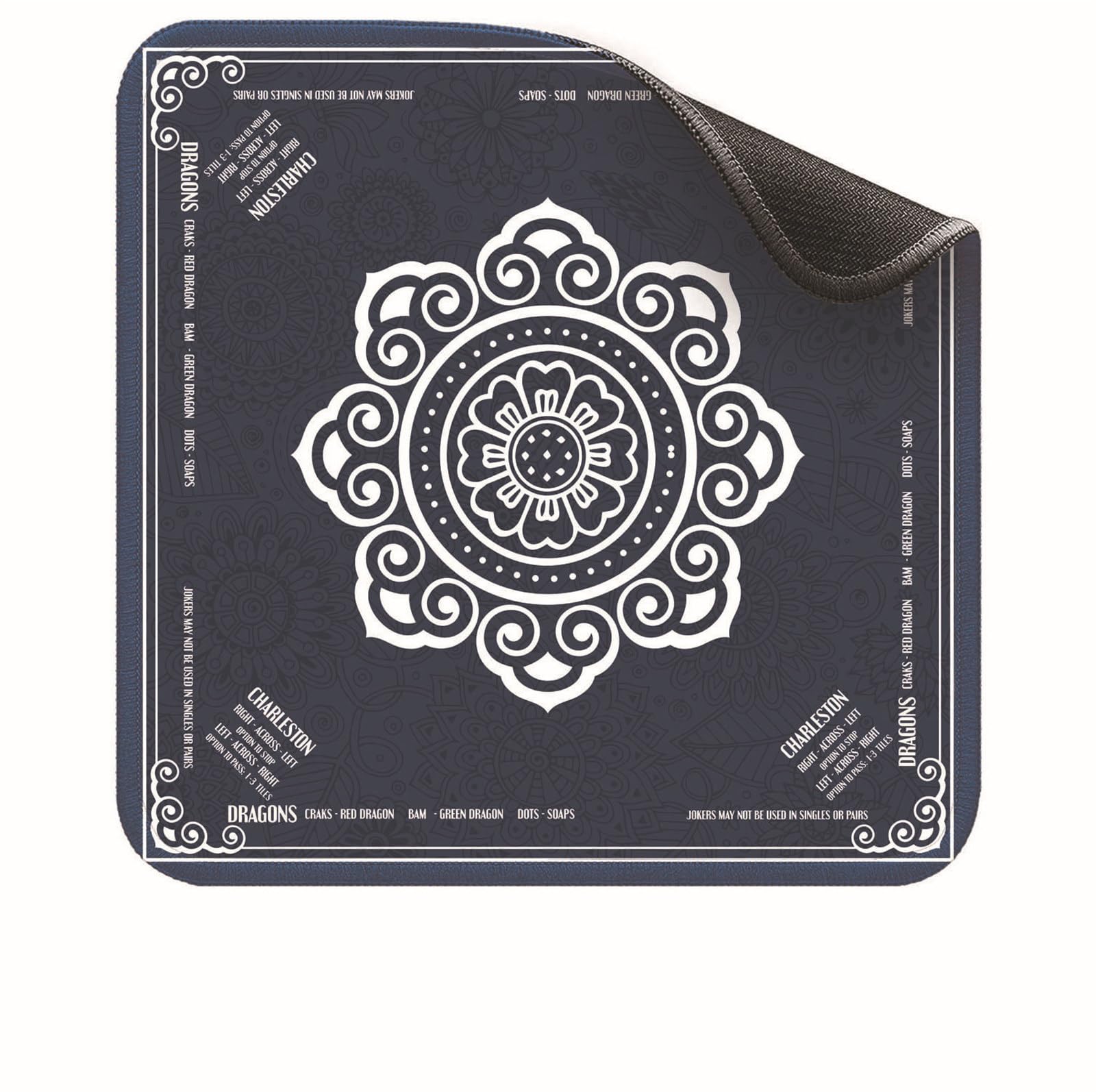 Hixingo Tappetino da Mahjong 80x80 cm, Tappetino da Gioco Antiscivolo Grosso Silenzioso, Protettore di Tavolo con Fondo in Gomma, per Mahjong, Poker, Domino, Carte (Datura grigio scuro)