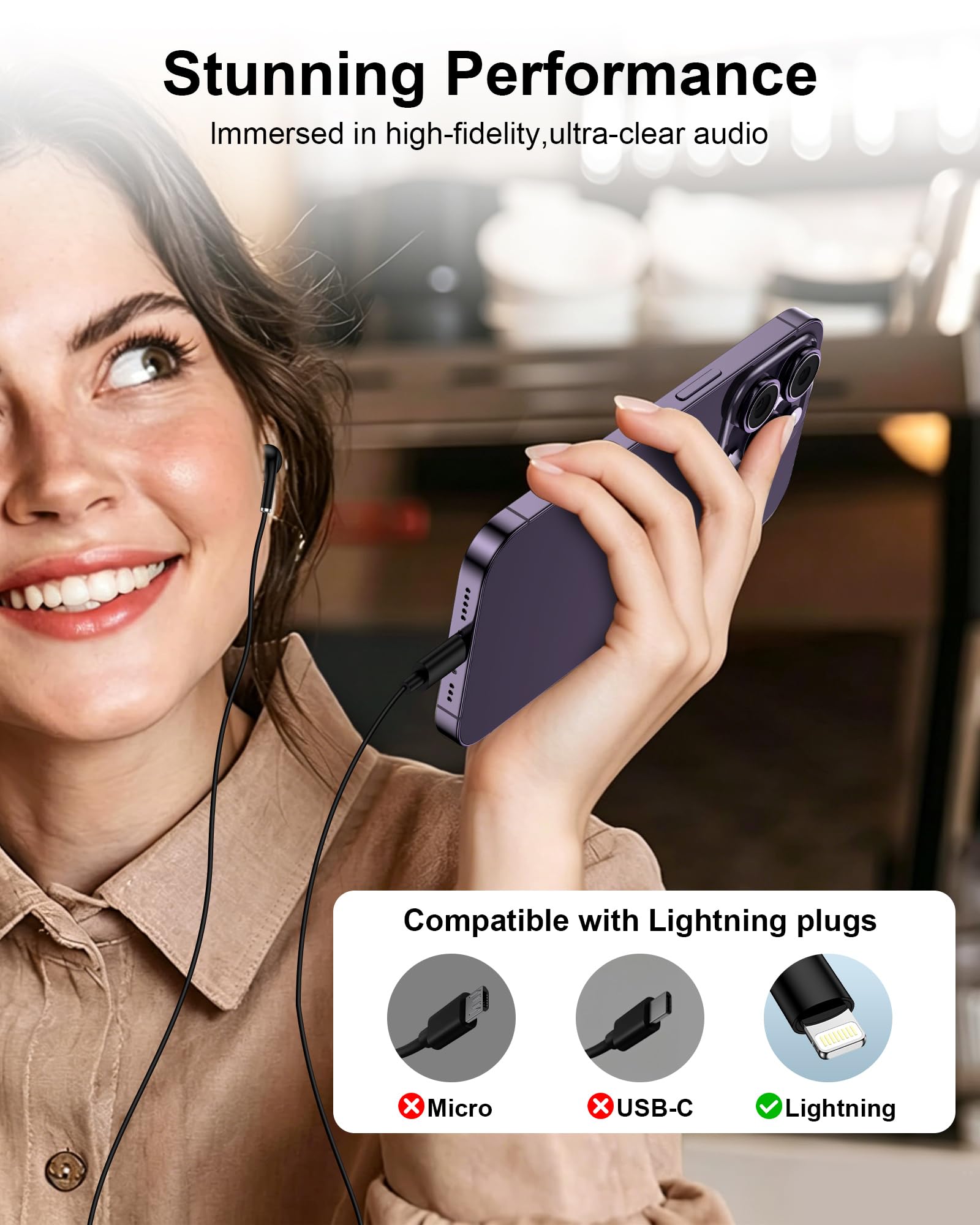 Amazon.co.jp: Apple Airpods iPhone 14 13用有線Lightningイヤホン