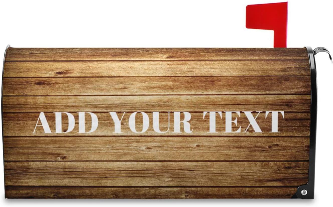 Aslsiy Vintage Wood Custom Magnetic Mailbox Covers Retro Wooden Personalized Mailbox Cover Post Box Cover Wraps Letter Box Decor for Outside Garden Yard Home