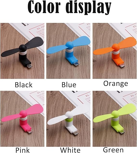 PCTC 3-Pack Mini Phone Fans - Type C for Samsung Galaxy S24/S23, Compatible with Apple iPhone 15/15 Pro, Moto Razr 40 Ultra/G54/Edge S Pro