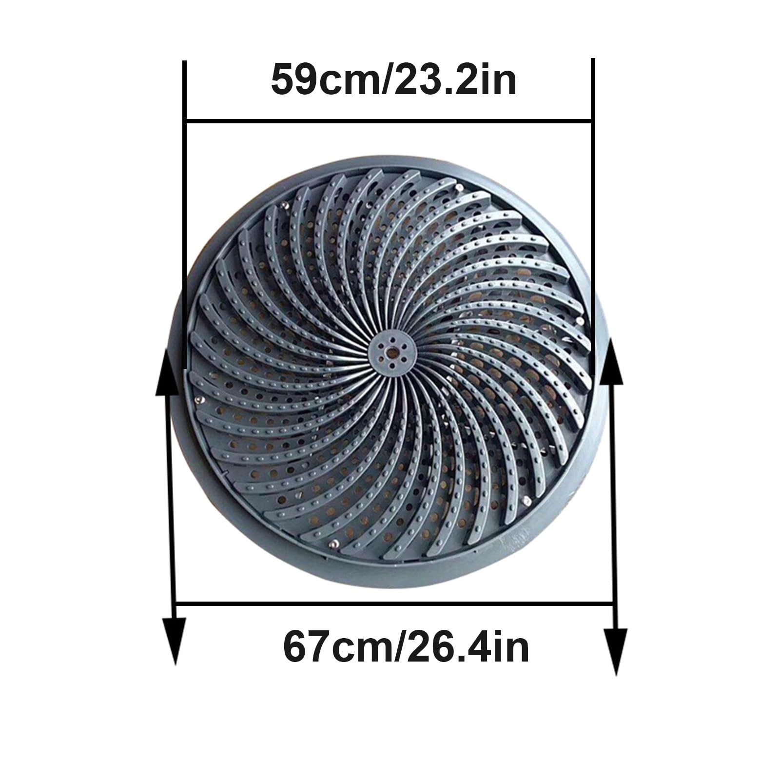 Chiusino Pozzetto Drenaggio per Turbina, Coperchi Pozzetti in Plastica con Staffa in Acciaio Inossidabile, Griglia Scarico per Pozzetto di Troppo Pieno, 67cm