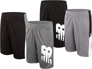 Boys' Active Shorts - 4 Pack Performance Mesh Gym Shorts for Boys - Kids Athletic Shorts with Pockets (8-20)