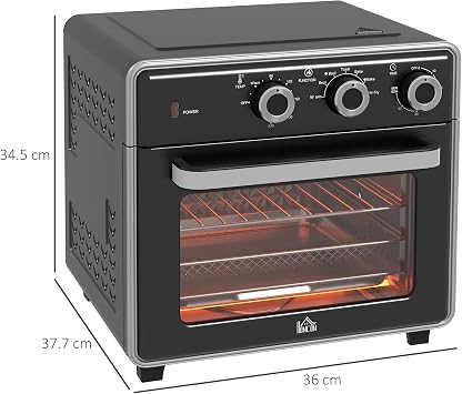 HOMCOM Mini Oven Air Fryer Oven with Timer, Adjustable Temp, 20L, 1400W [Energy Class E]