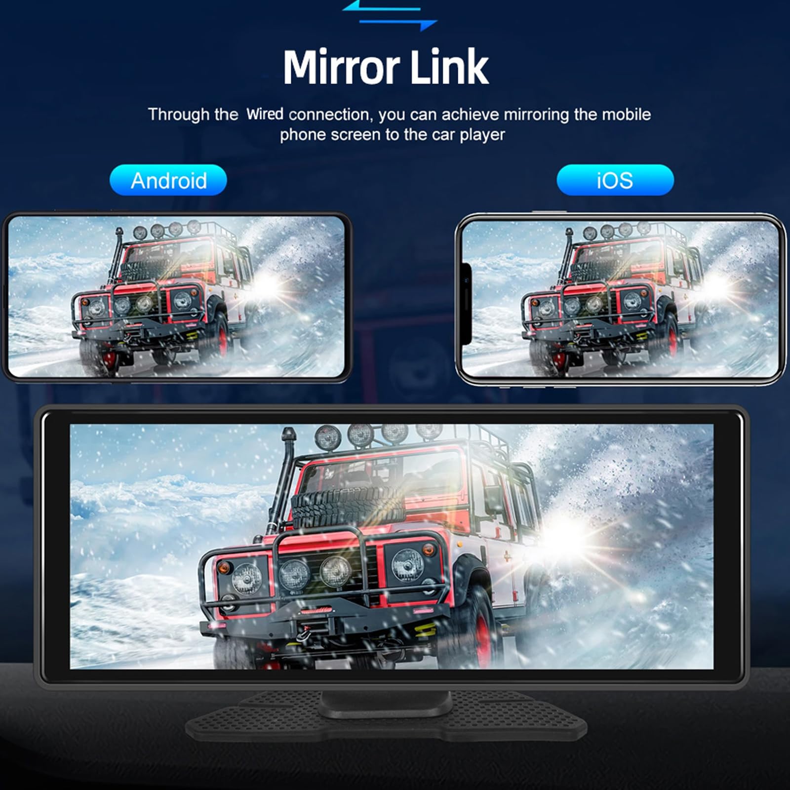 Autoradio portatile wireless Carplay,monitor portatile per auto touchscreen HD da 10,26" Wireless Android Auto con telecamera di backup Siri Mirror link Trasmettitore FM Bluetooth 9V-36V