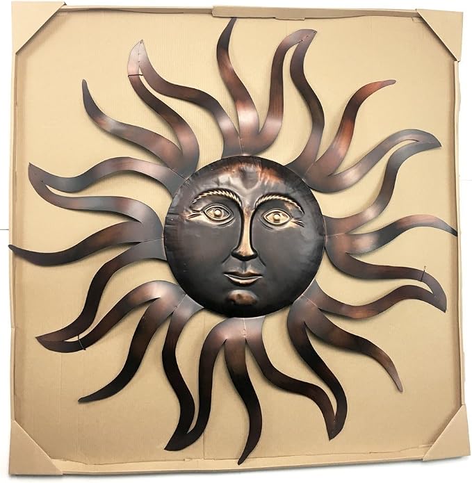 Bellaa Sun Decoración Solar de Metal para Pared 35x35 Pulgadas Cobre miniatura 7