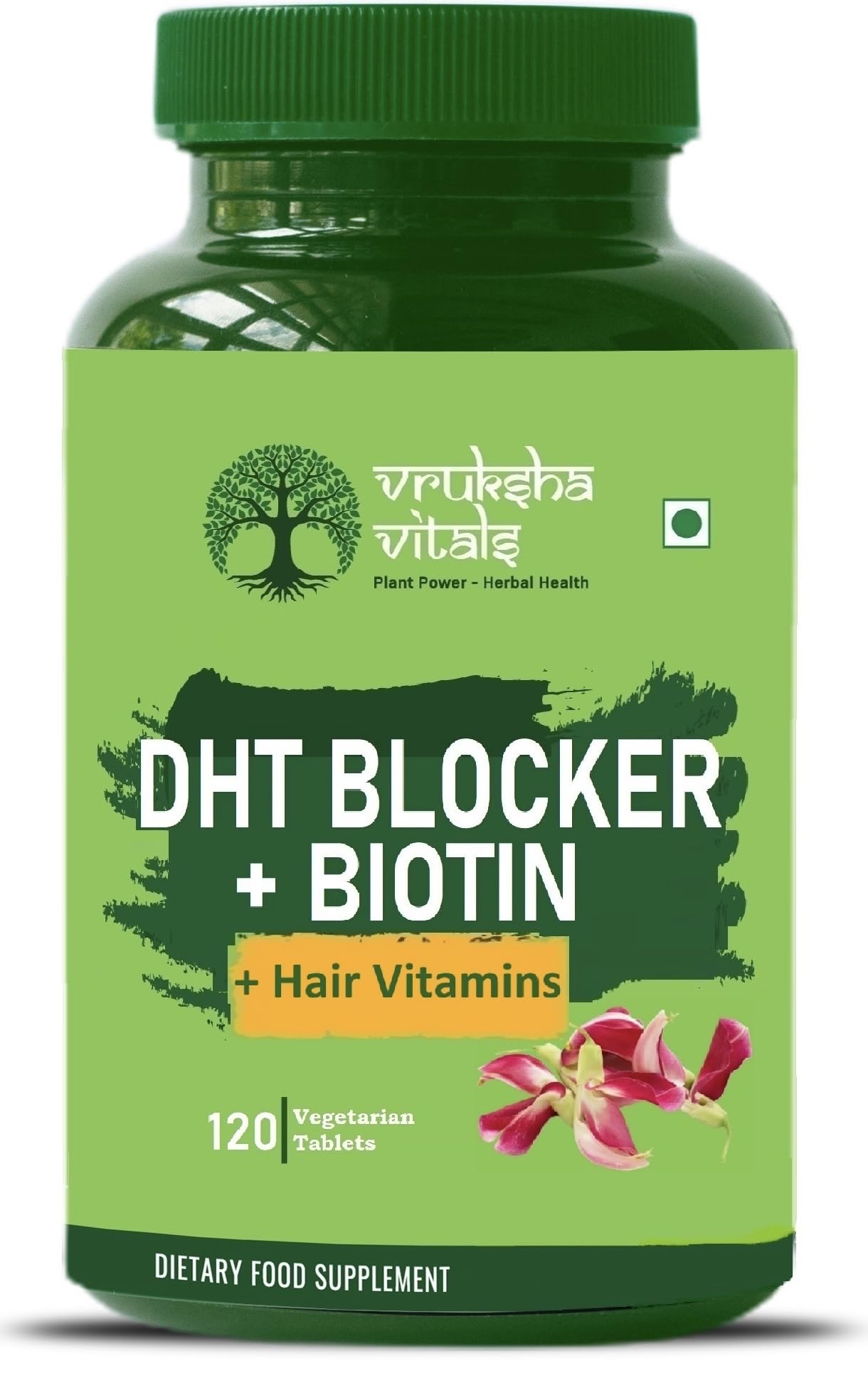 VRUKSHA VITALS DHT blocker with Biotin - 120 tablets - Stinging Nettle Leaf Extract, Hair Vitamins (Vit B2, B3, B6, B9, B12, A, C, D and E) with Iron, Selenium, Zinc and Omega 3 Capsules supplement, Beta Sitosterol and Bamboo Shoot (B0CVSGWLK1) Amazon Price History, Amazon Price Tracker