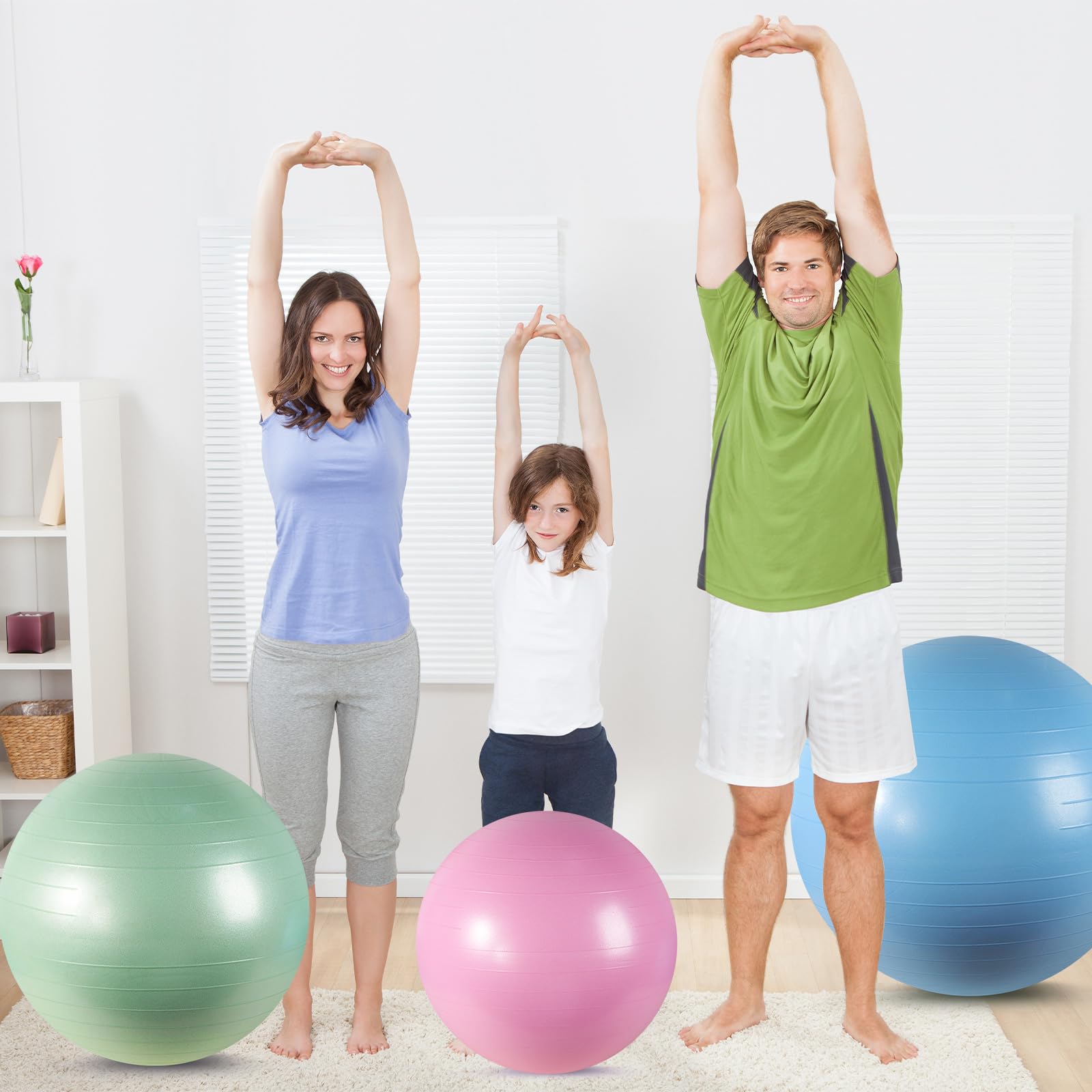 Honoson 3 Pcs Exercise Ball Large Yoga Ball Pregnancy Ball 3 Size Fitness Ball Multiple Sizes Yoga Ball Chair for Office Home Labor Gym Birth Balance, 55/65/75cm
