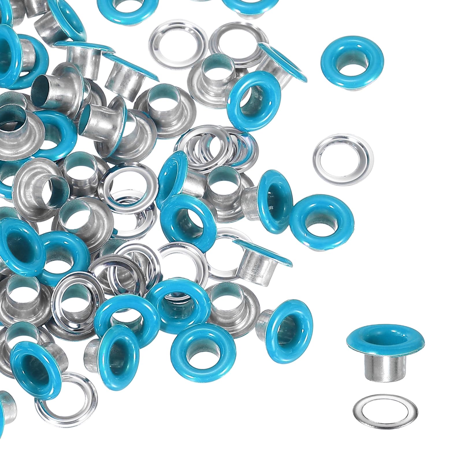 YELARXI Grommets Kit, Metal Eyelets with Washers 4.5mm 3/16" & 250 Set & Sky Blue
