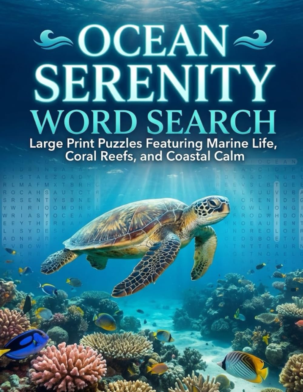 Ocean Serenity Word Search: Large Print Puzzles Featuring Marine Life, Coral Reefs, and Coastal Calm