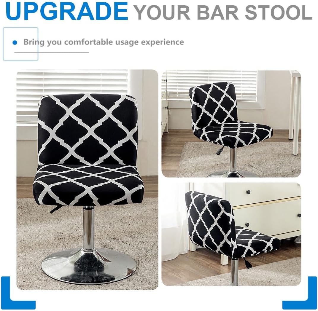 Levoberg Bar Stools Cover Set of 4 Printed Armless Swivel Barstools Slipcovers with Backs Stretch Square Counter Height Bar Stools Covers Modern Style #1