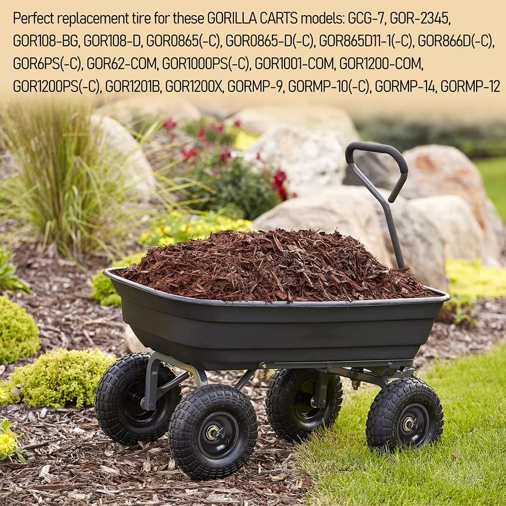 Buy LotFancy 2 Pack 13” Flat Free Tire for Gorilla Cart, 3/4” Axle, 2.