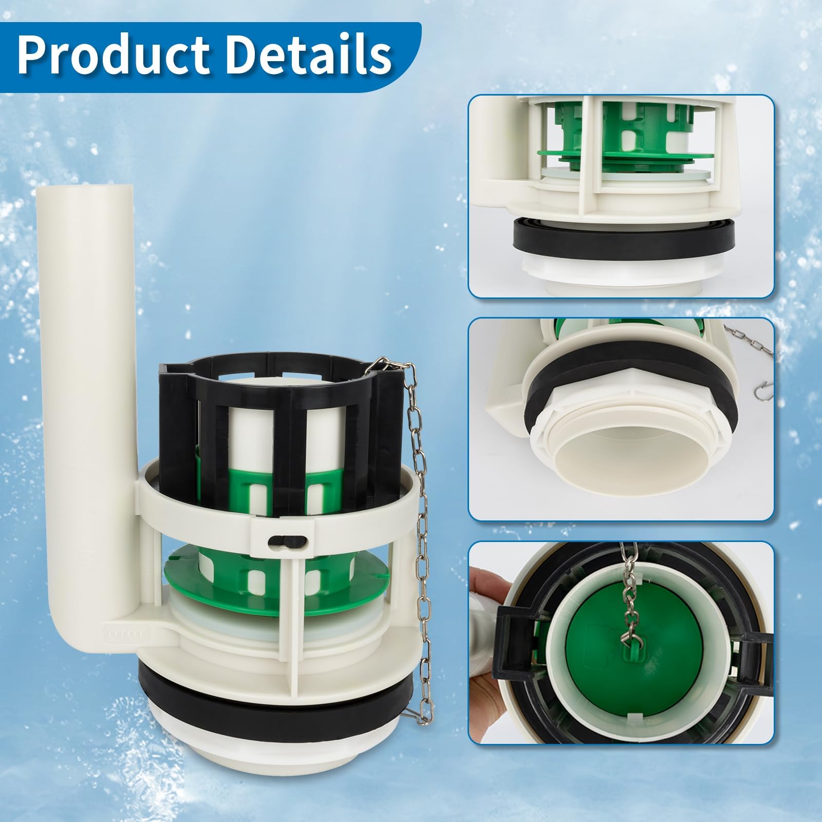 Lychee Light Toilet Flush Valve Replacement Kit - Compatible With Toto THU Series & Most Two-Piece Toilets, 3-Inch Flush Hole, Includes Repair Tools