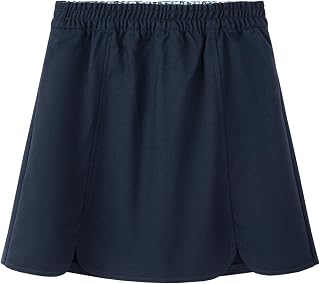 Girls Preppy Skirt with Adjustable Waist and Built-in Shorts | Wrinkle-resistant stretch skirt with organic cotton lining, breathable comfort, and built-in shorts for confident wear