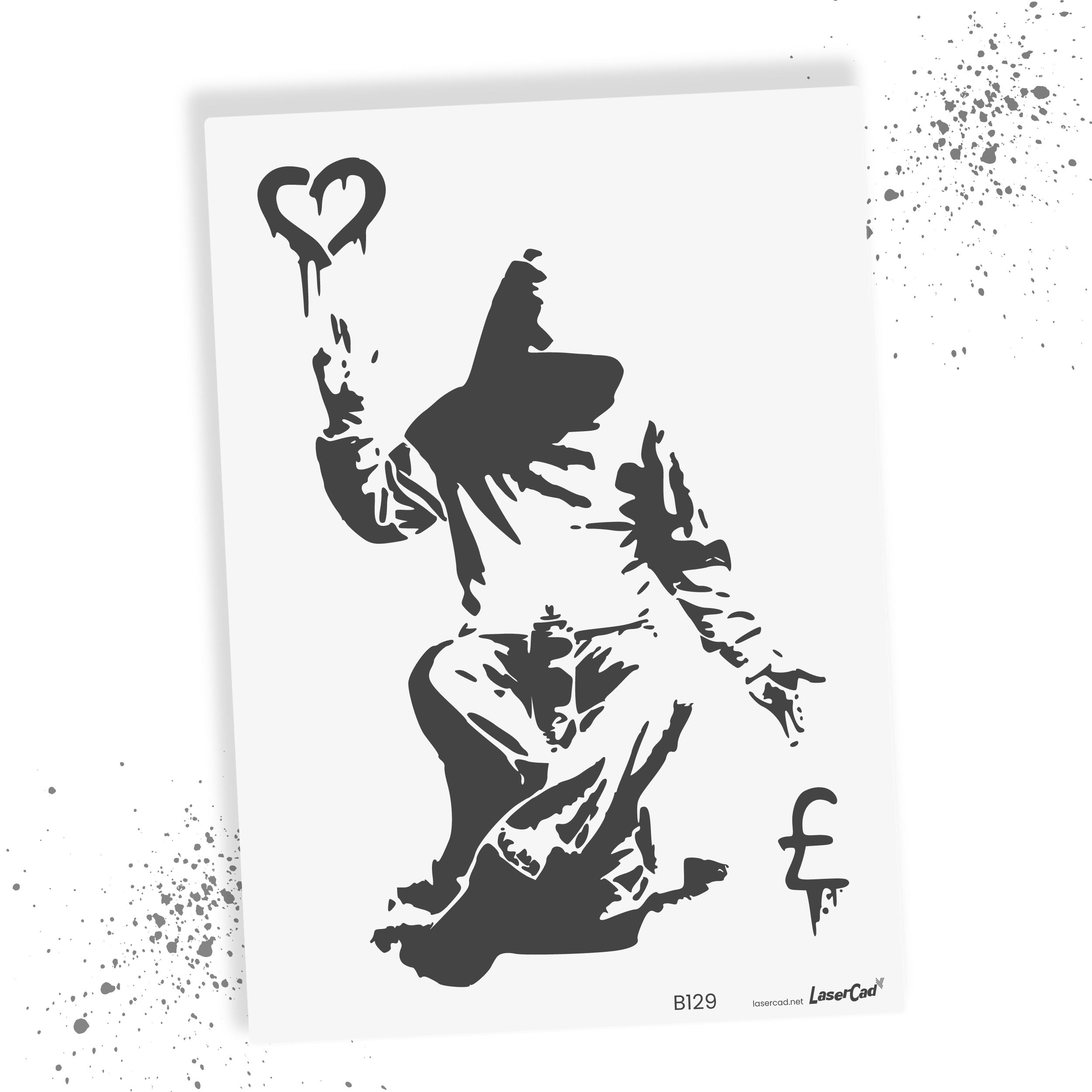 LaserCad BANKSY Streetart Stencils (B129, Love over Money, DIN A2) Stencil for Graffiti, Airbrush, Art, Decoration, for Painting