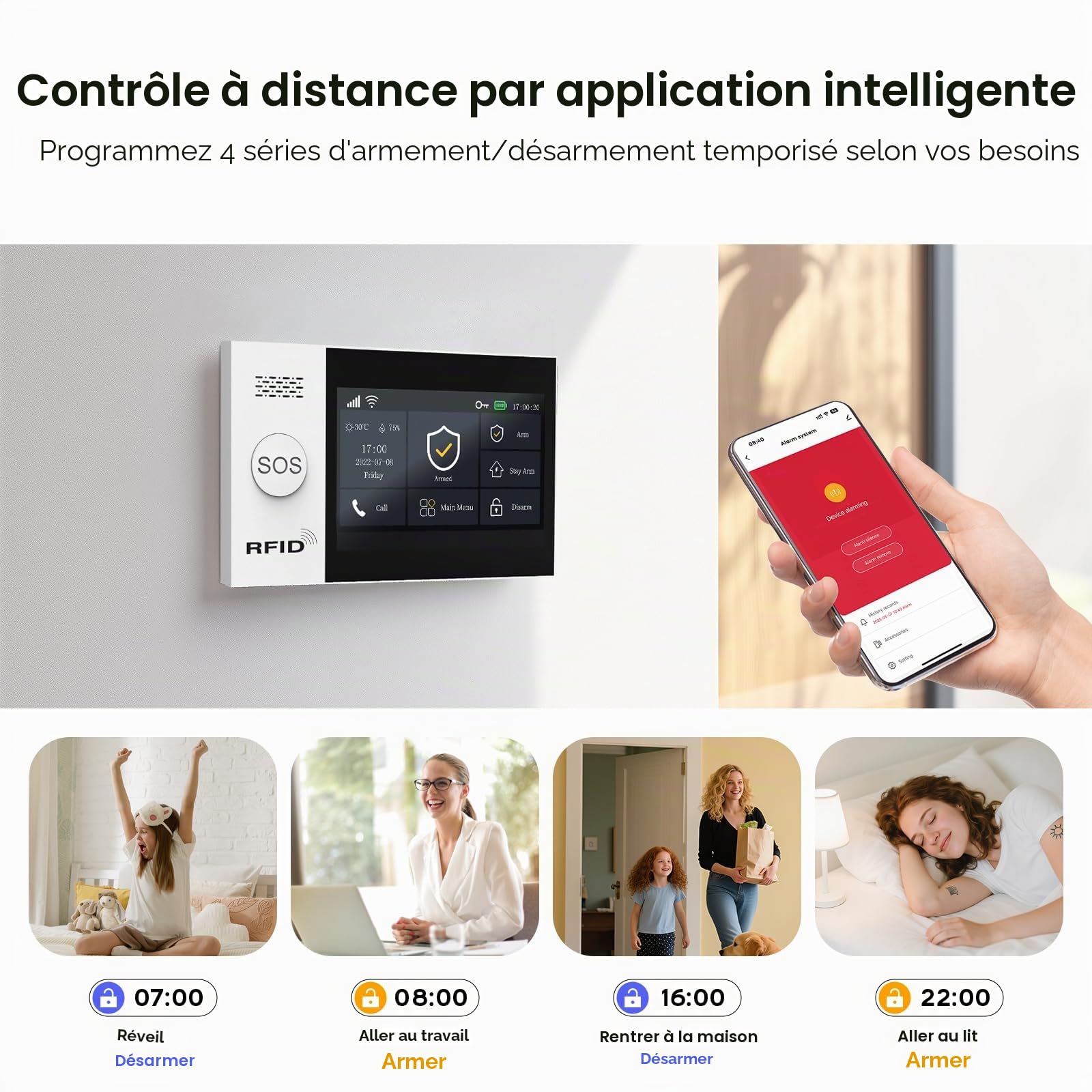Système d'alarme Maison sans Fil 4G avec Camera,Alarme Maison Wi-FI avec Contrôle APP, Détecteur de Mouvement, Télécommandes, Capteurs de Fenêtre et de Porte, Sirène, Compatible avec Alexa, Google