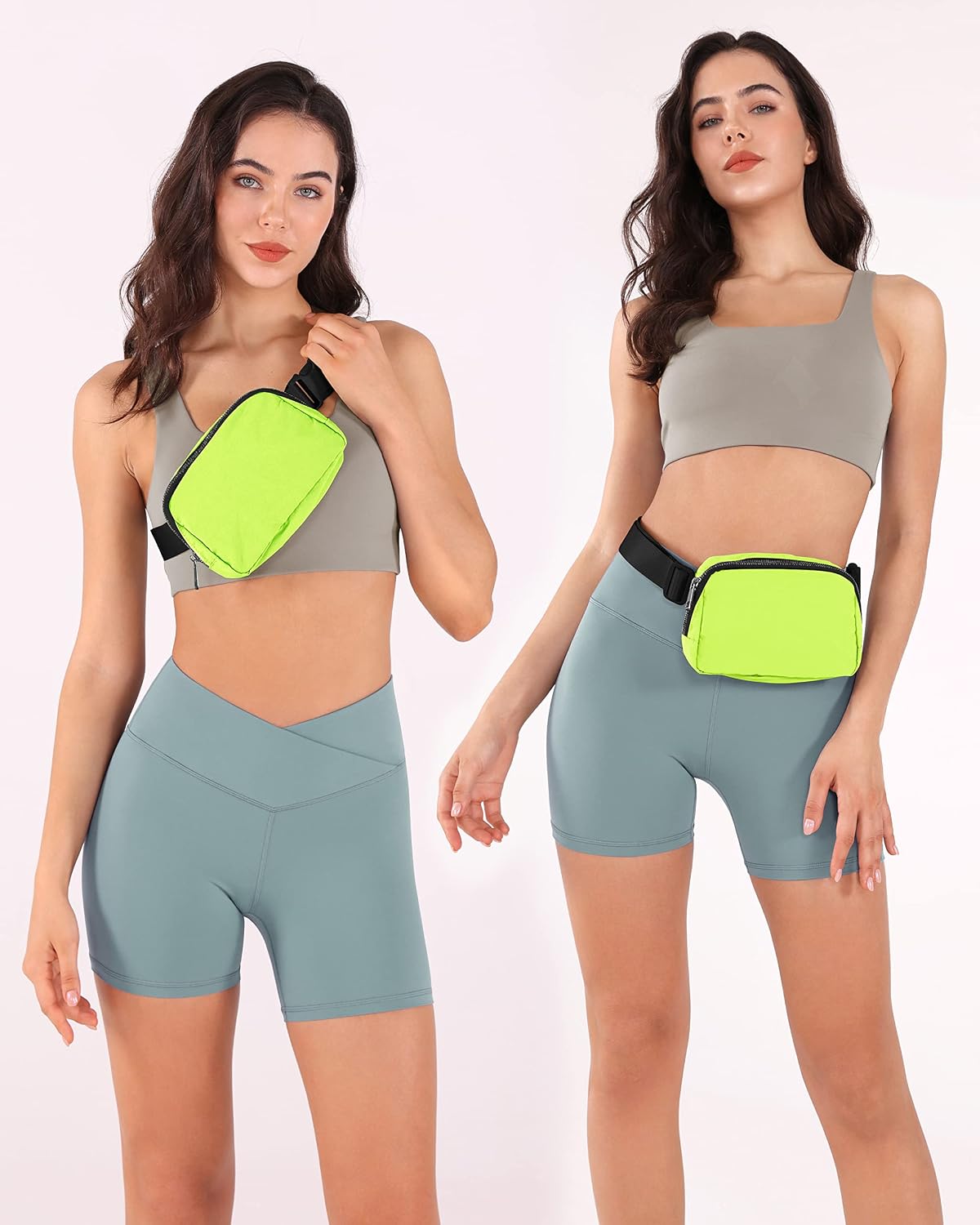 ODODOS Unisex Mini Belt Bag with Adjustable Strap Small Waist Pouch for Workout Running Traveling Hiking, Neon Green