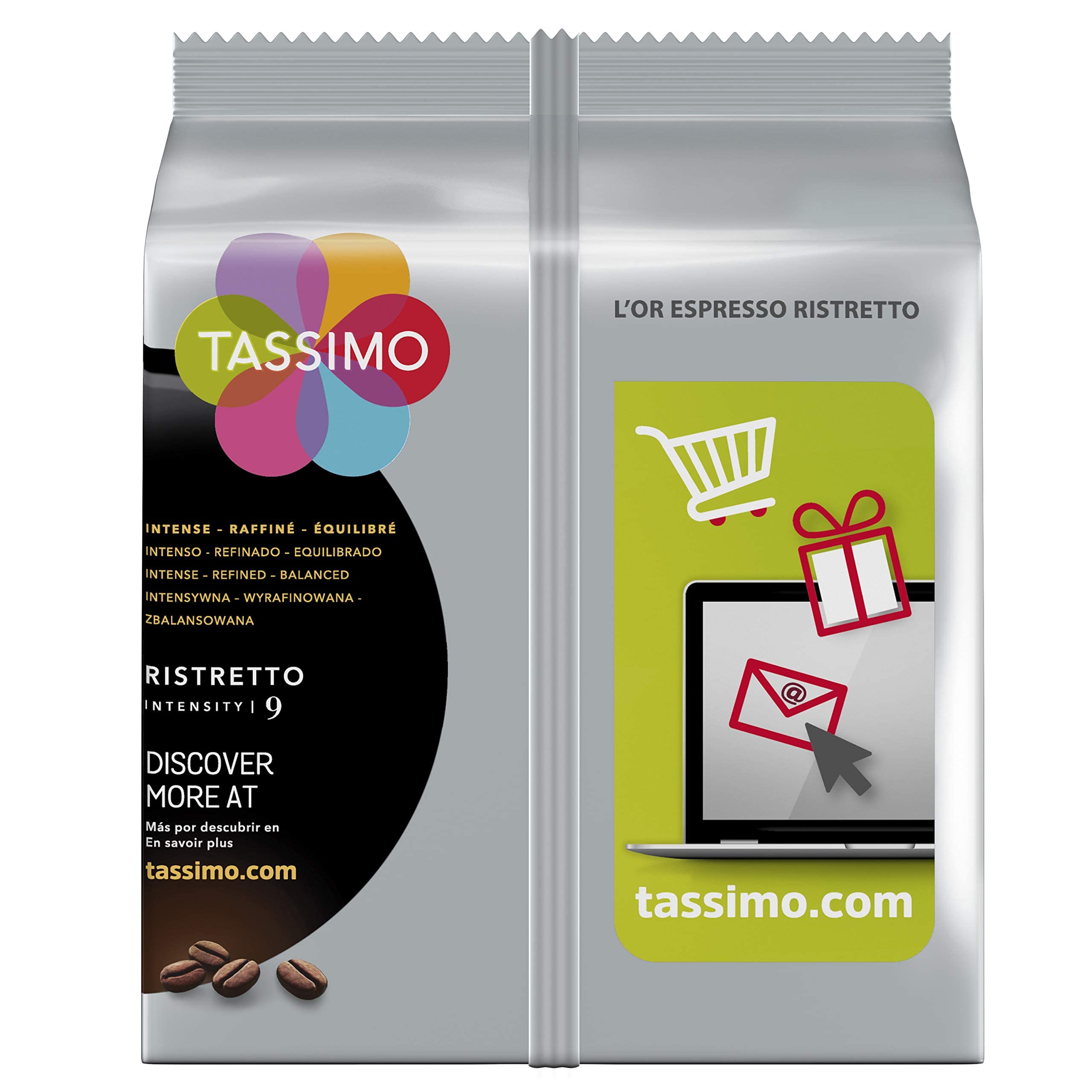 Tassimo, 80 Dosettes Café Espresso Ristretto L'OR, Compatibles avec les machines TASSIMO, 80 Cafés, Corsé et Puissant, 5 packs de 16 dosettes ( L'emballage peut varier )