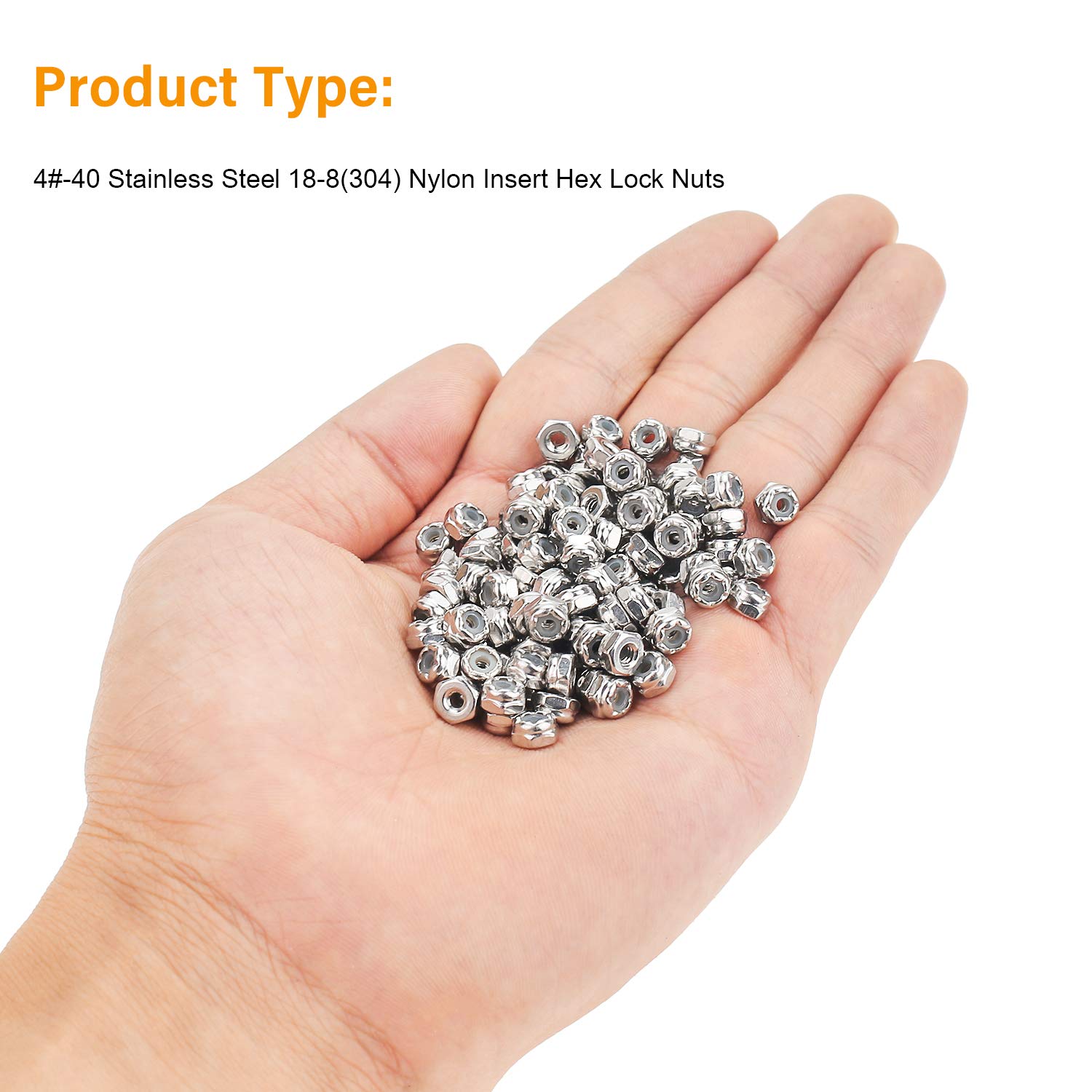 120 Pieces 4#-40 Nylon Insert Hex Lock Nuts, 304 Stainless Steel - Anti-Loose Locknuts - View #4