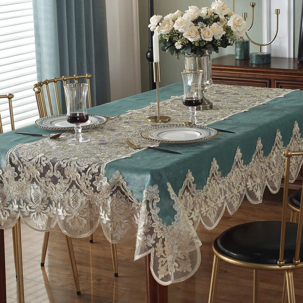 OPFdfhDFH Tablecloths, Embroidered Macrame Dust-Proof Washable Table Cloth,Rectangle Lace Tablecloth,for Kitchen Wedding Bridal Dinning Decoration,Polyester Cover(A,150x250cm(59x98inch))