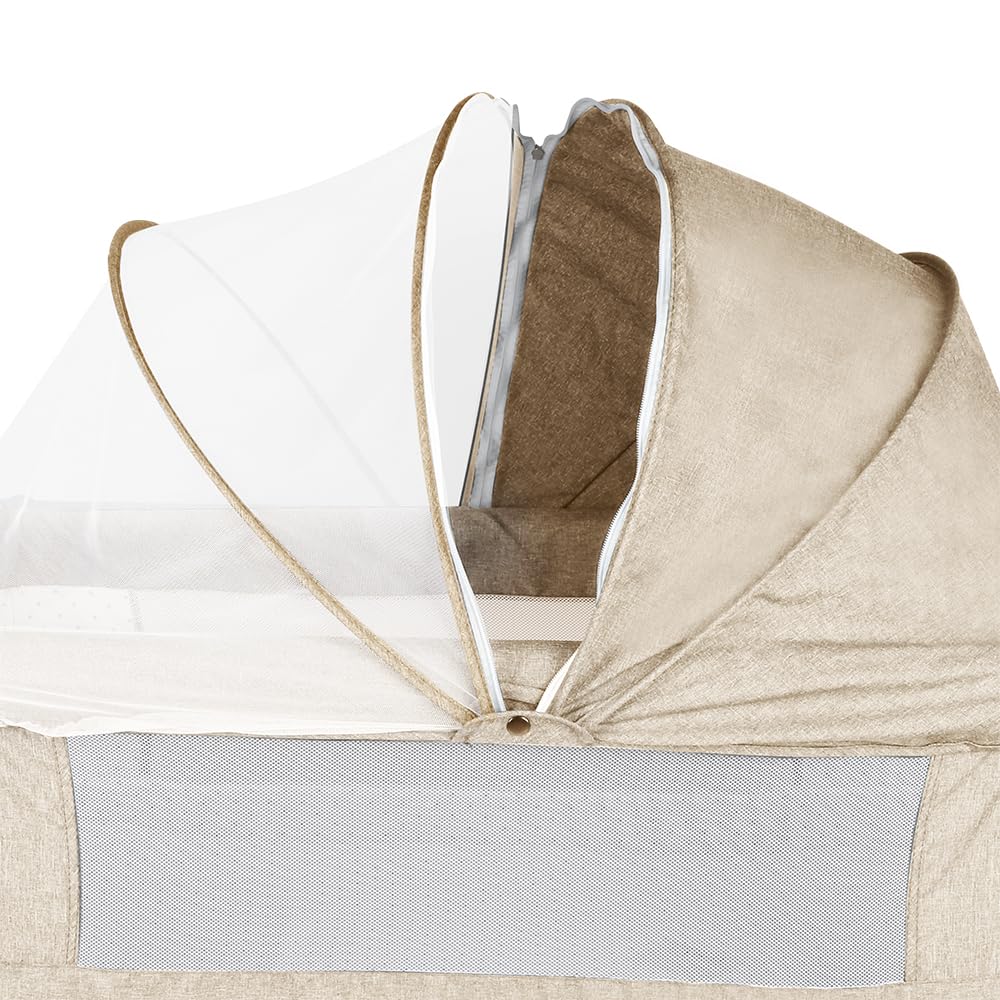 Lit Bébé Cododo Berceau avec Matelas Mode Bascule Côté Repliable Hauteur Réglable 0-24 Mois 50kg 104x52x100-110 cm Blanc Cassé