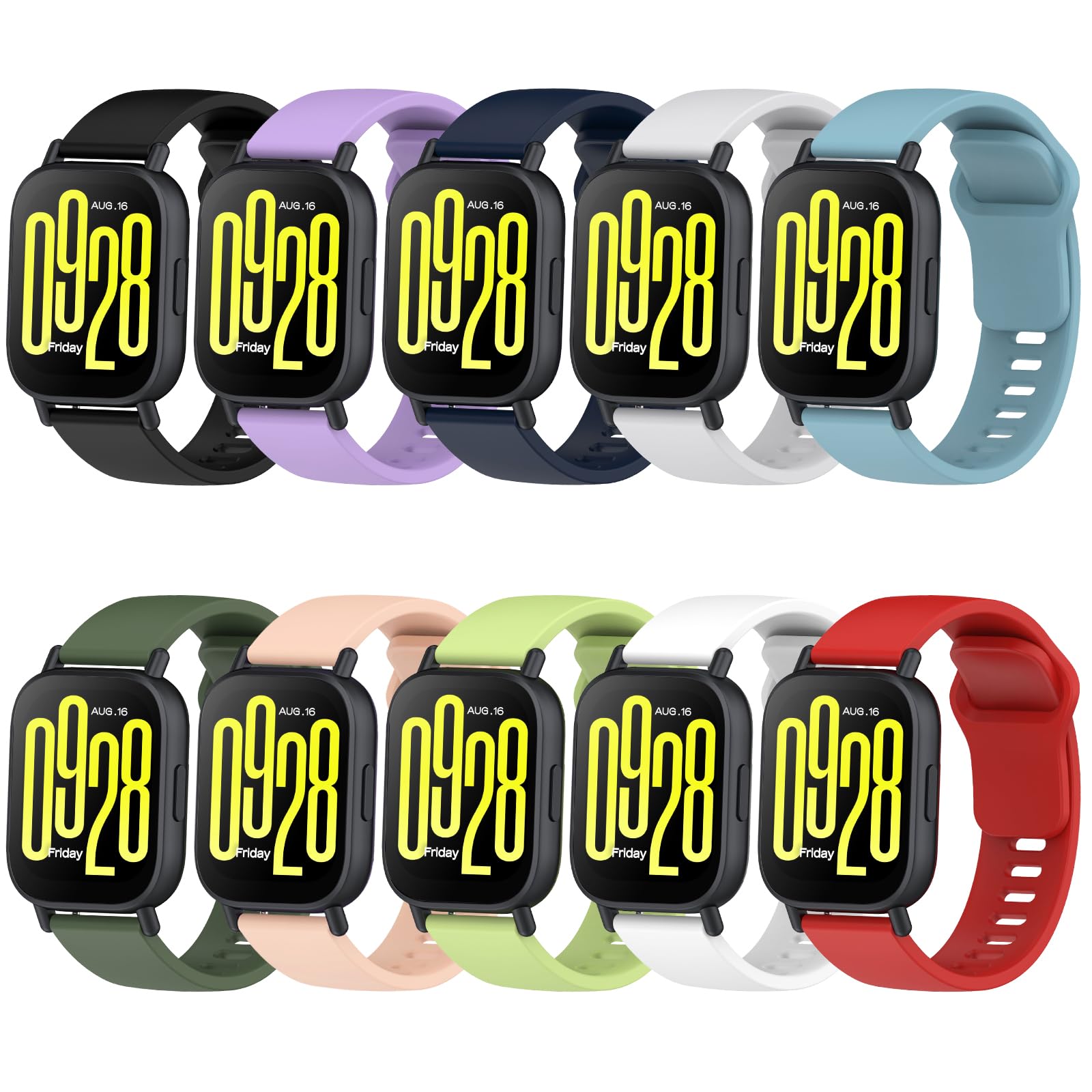 10 Correas Compatibles Con Xiaomi Redmi Watch 5 - Silicona de Repuesto Para Redmi Watch 5 Lite y Active - Impermeable, Transpirable, Deportiva