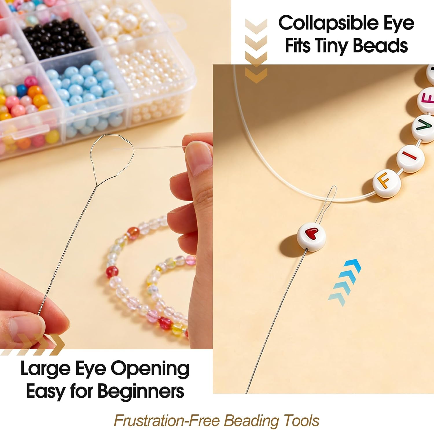 3 Rolls Elastic String Kit (328 Yds) with Bead Stoppers - 0.5/0.8/1.0mm Stretchy Cord for Clay & Seed Beads, Jewelry Repair, Necklaces & DIY Friendship Bracelets - 8 Pcs Set w/Needles & Scissors - Image 4