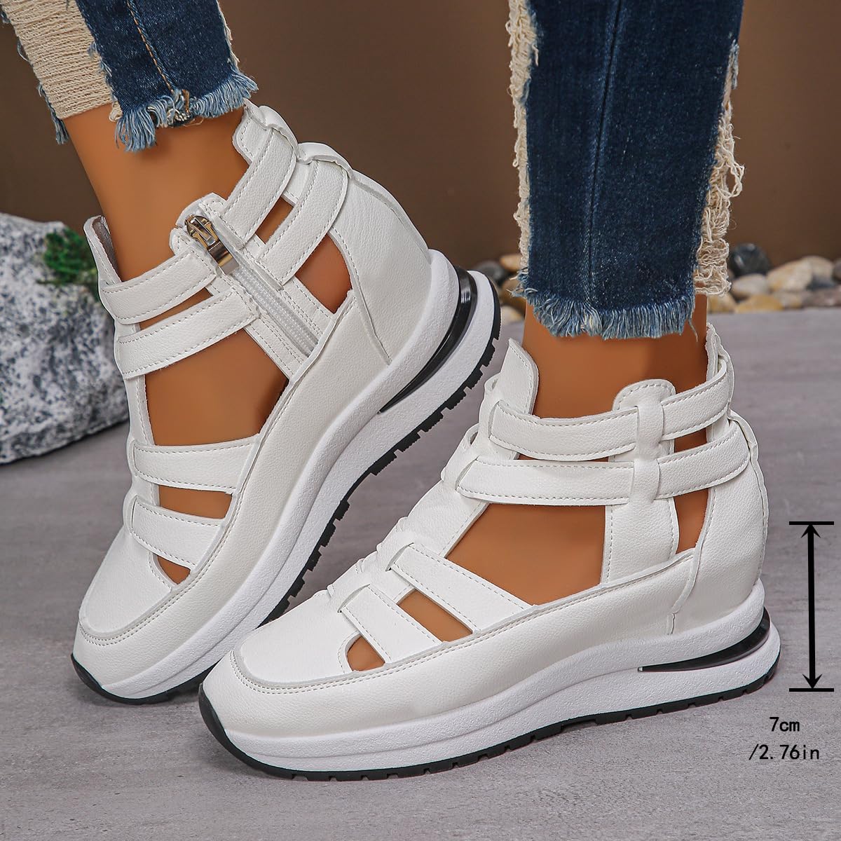 Sandalias para mujer, transpirables, sandalias de tacón para mujer, sandalias de punta cerrada, sandalias romanas de gladiador de verano