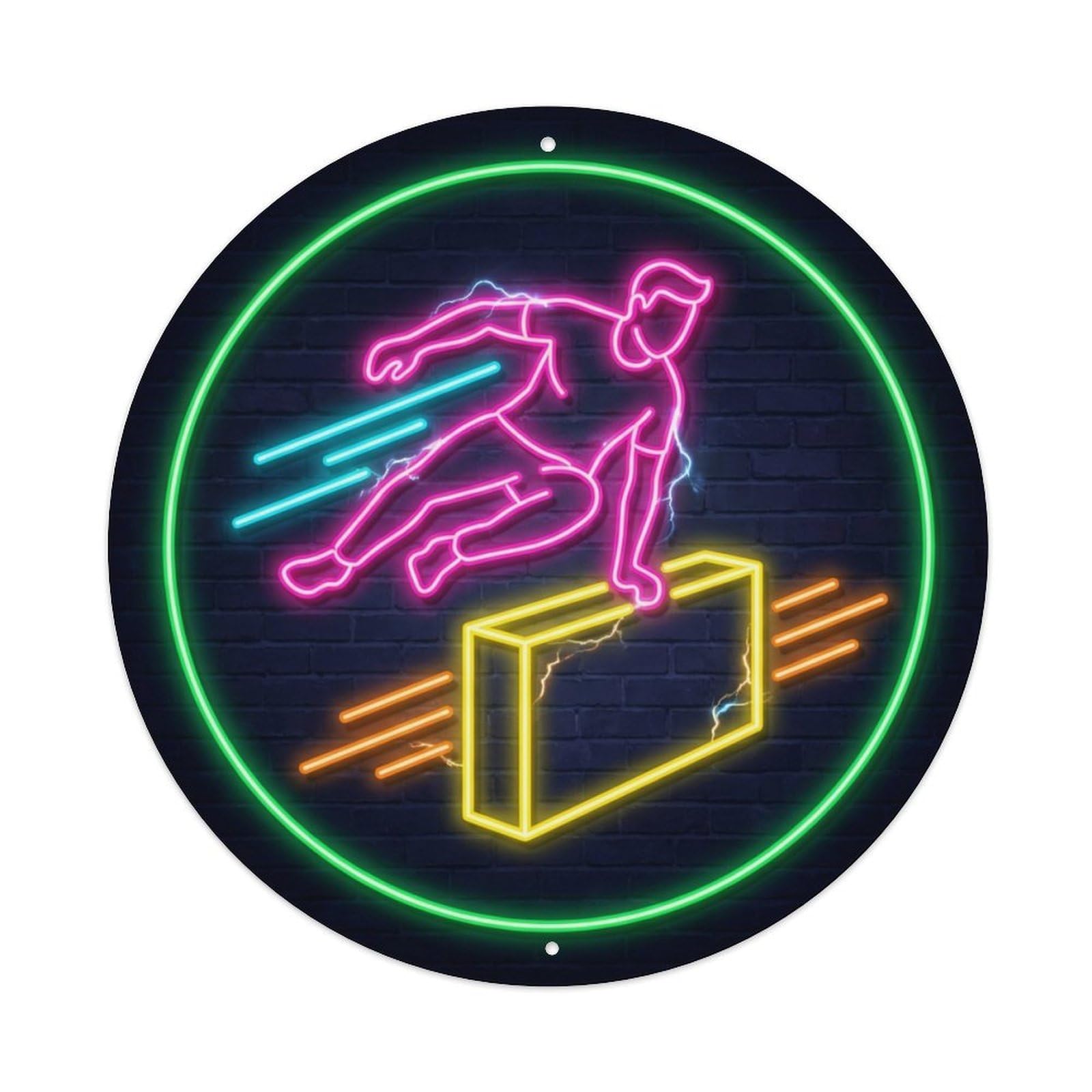 Vintage Faux Neon Gym Retro Bodybuilding Parkour Metal Tin Sign