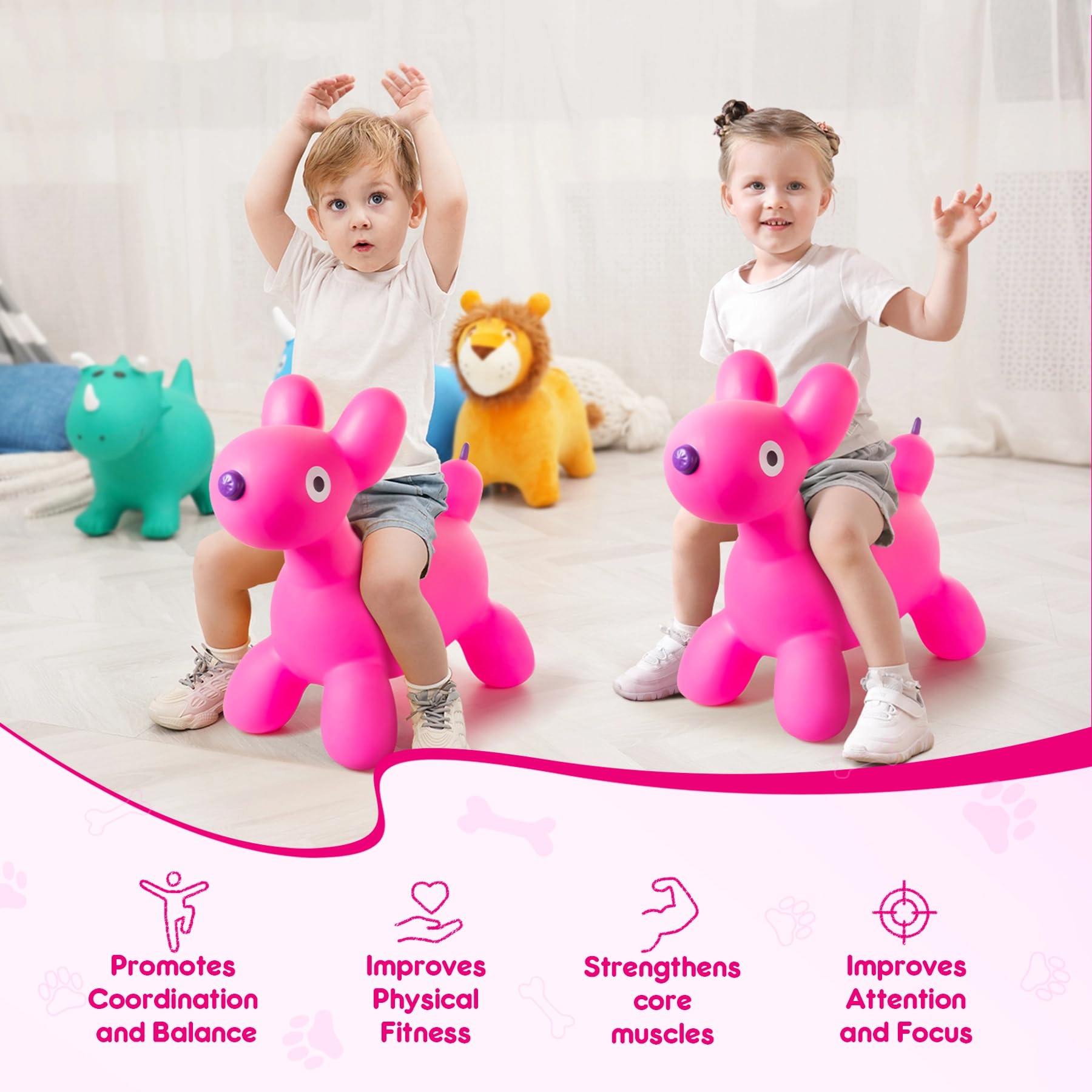 U&C Palnet Animal Hopper Dog Bouncy Dog Ride on Toy for Kids 18 Months -6 Years - Image 4
