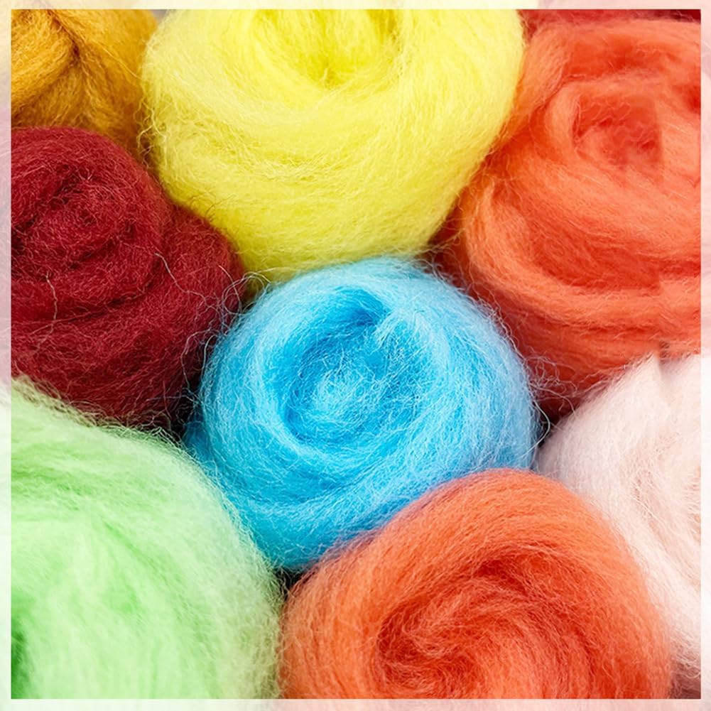 Treayes Complete Needle Felting Kit with Wool Roving, DIY Craft Tools & Storage Box for Home Decoration(36 Colors 3g)