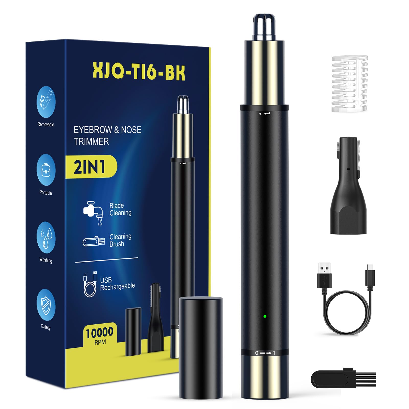 Recortadora de pelo de nariz para hombre, 2 en 1, profesional, sin dolor, recargable por USB, fácil de limpiar